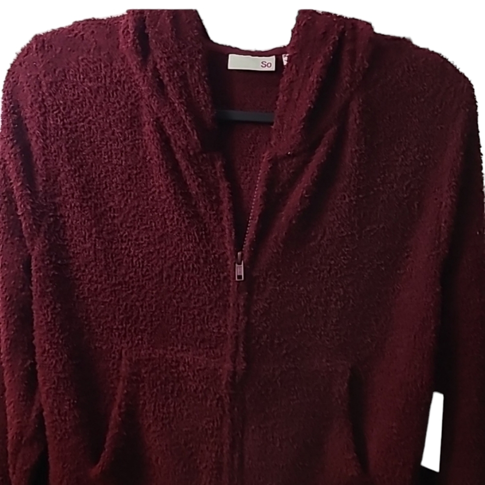 SO BRAND WOMENS  SIZE JUNIORS LARGE HOODED TOP PRETTY WINE COLOR